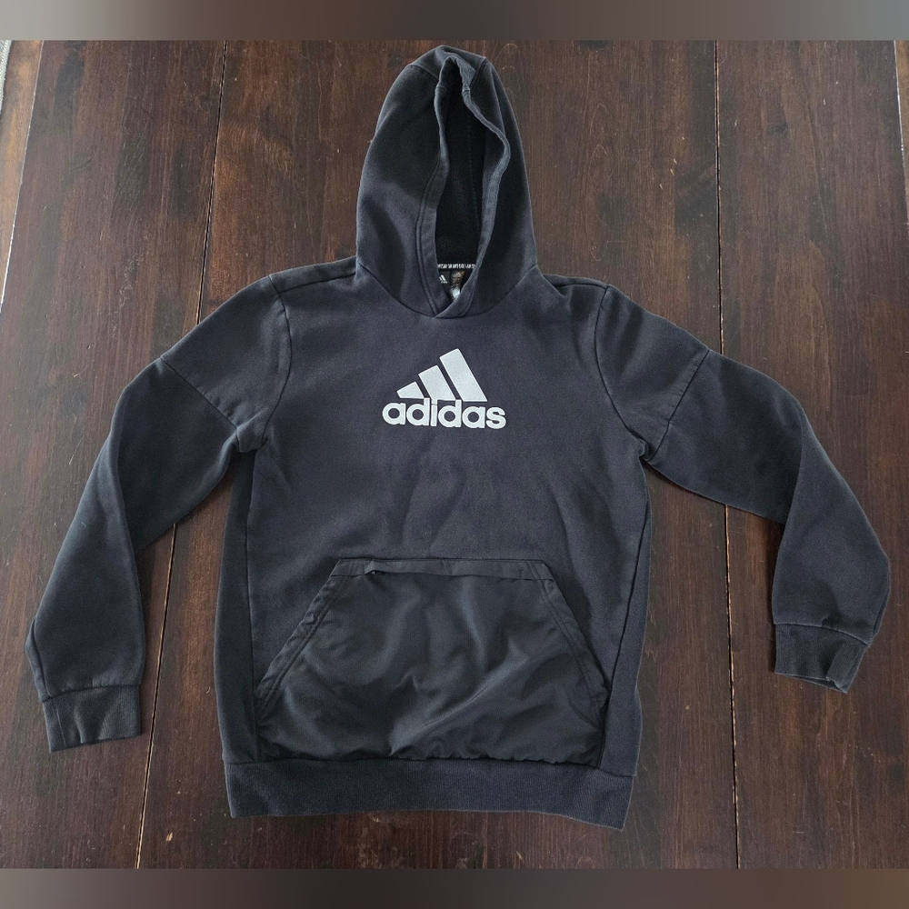 Adidas Black Hoodie with Front Zipper Pocket